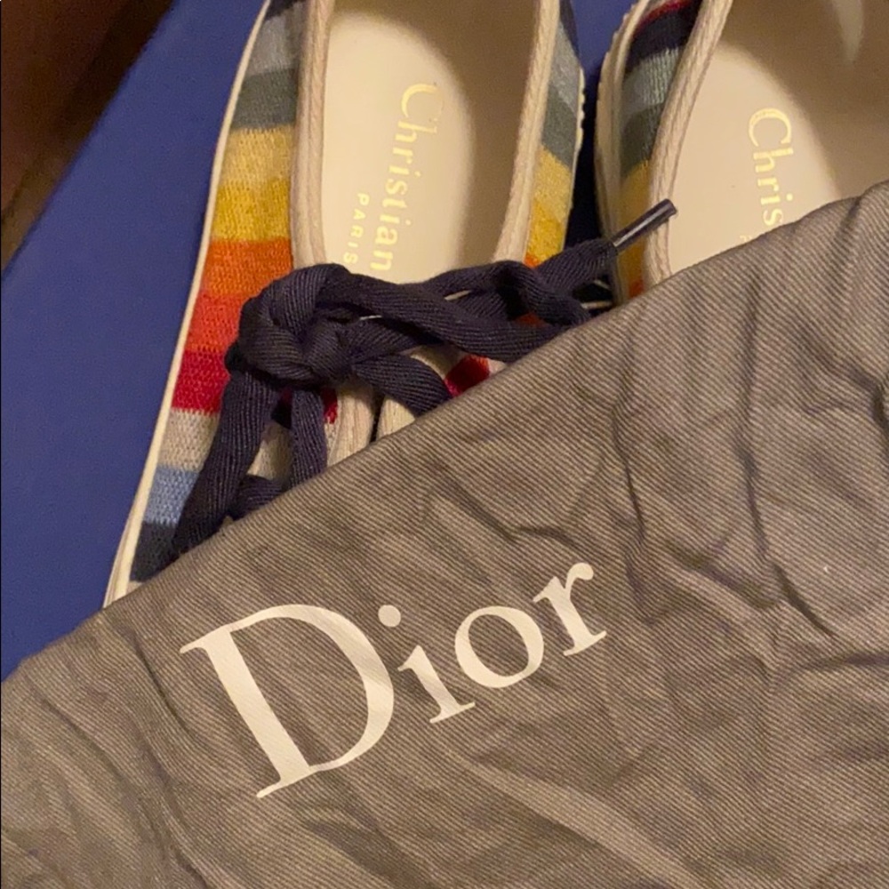 Dior Multicolor Canvas Low-Top Sneakers with Navy Laces - Picture 6 of 6